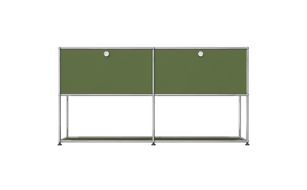 USM Haller sideboard with 2 upper doors olive green