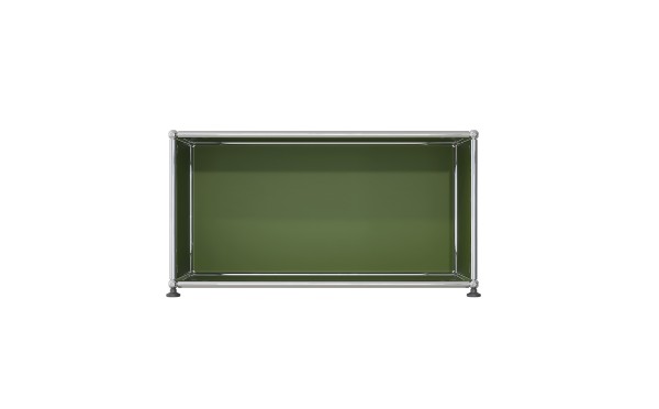 USM lowboard shelf, one open compartment olive green