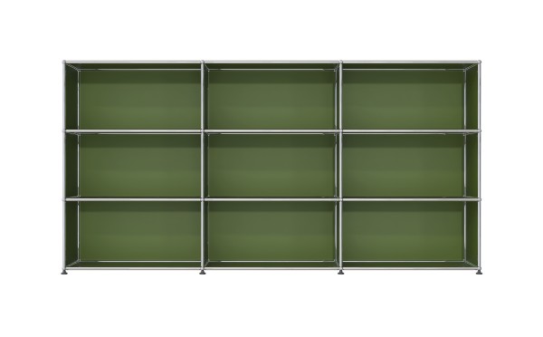 USM Haller Highboard 3x3 elements olive green, customizable